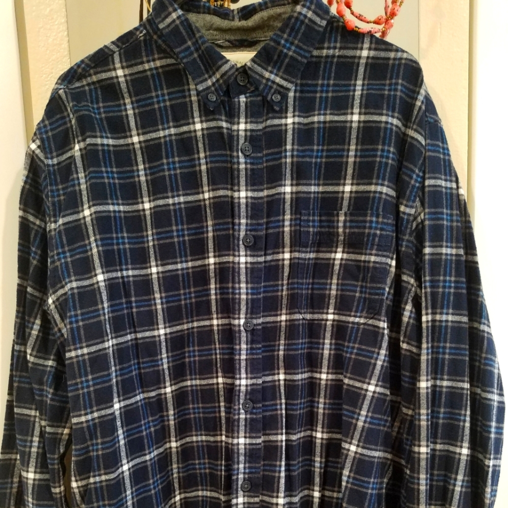 Mens Plaid Blue Shirt in XXL
